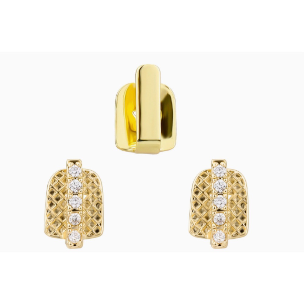 Men Accessories In Silver - Gold Silver Plated Iced Out Tooth