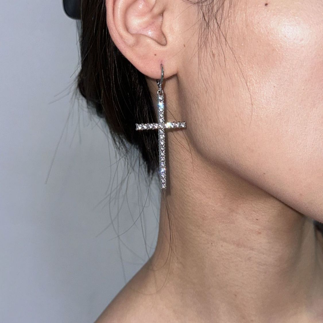 Men'S Minimalist Accessories - Minimalist Fashion Zircon Cross Pendant Earrings