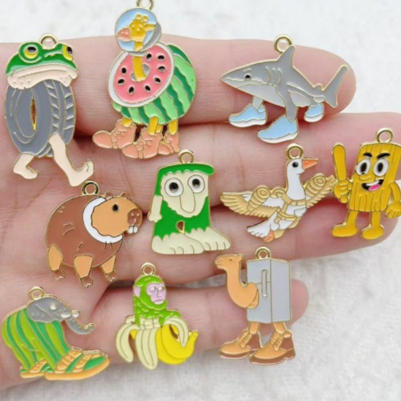 Men Accessories Jewelry - 10pcs Creative Alloy Drip Oil Jewelry,