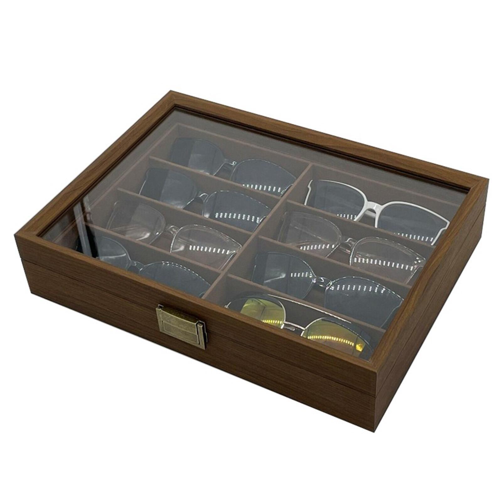 Men Accessories Drawer - Wooden Sunglasses Organizer Box 8 Grids