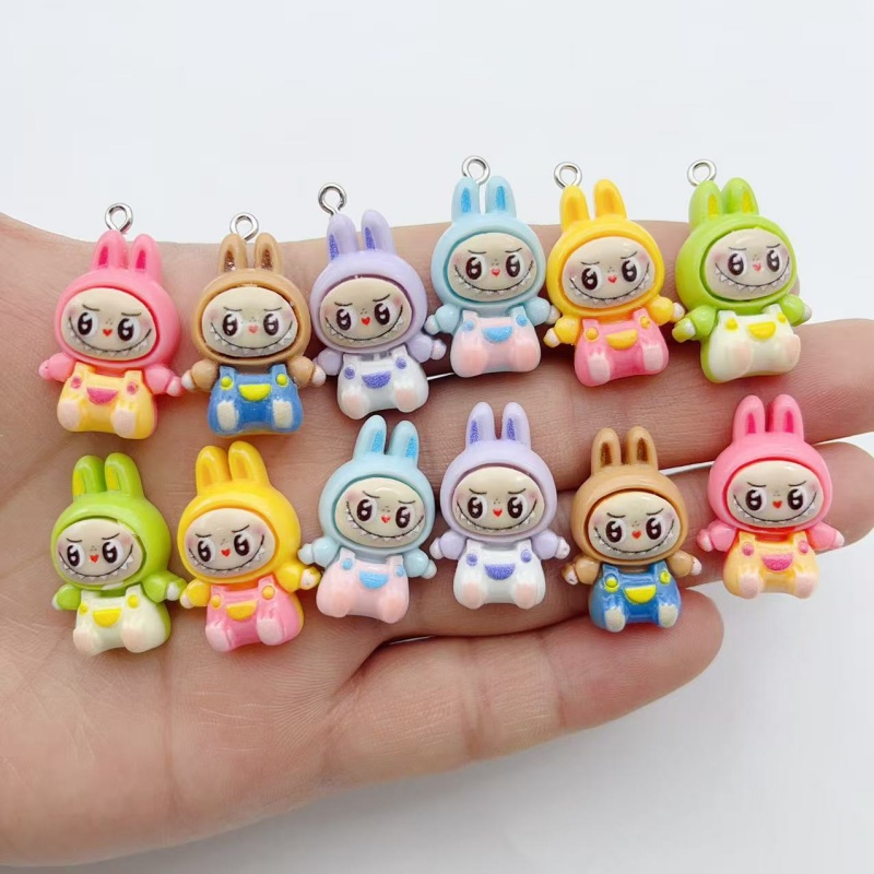 Men Keychain Accessories - 10Pcs Kawaii Rabbit Strawberry House Resin