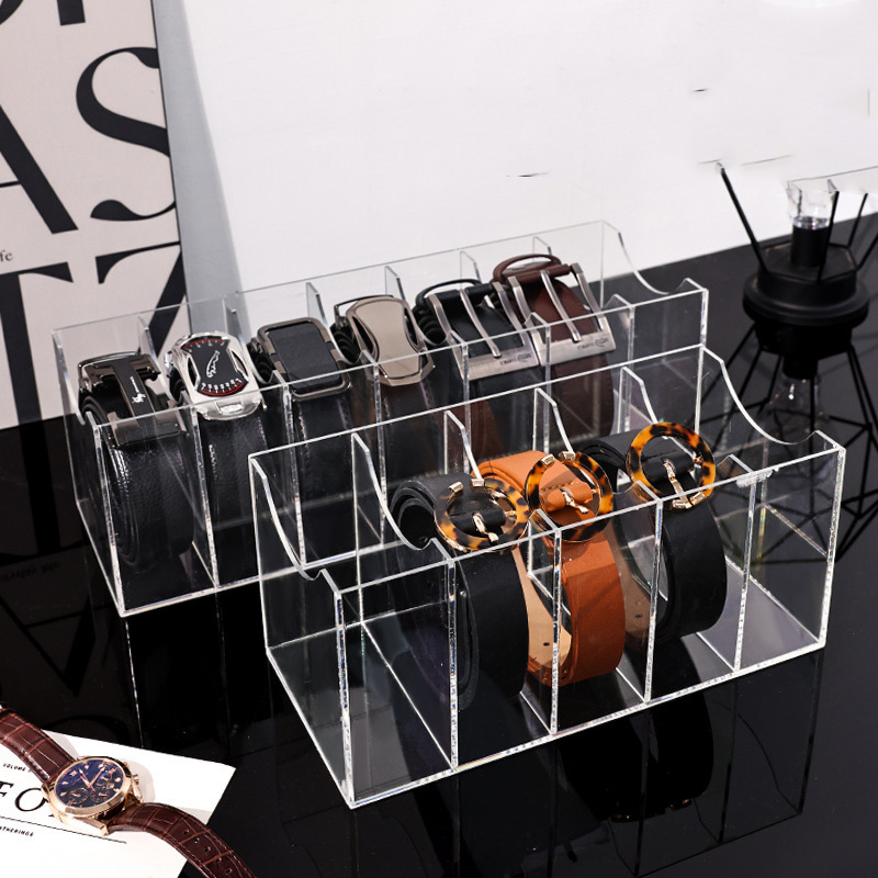 Men Accessories Drawer - Clear Acrylic Belt Organizer with Dividers,