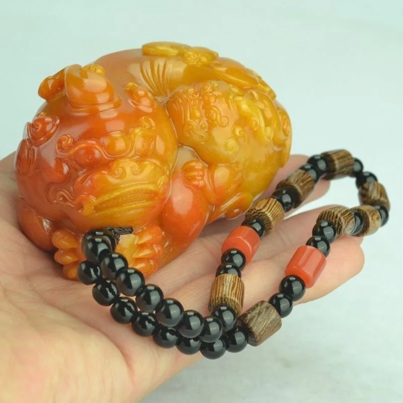 Men Accessories Chain - Natural Huang Longyu Pixiu Pendant Necklace