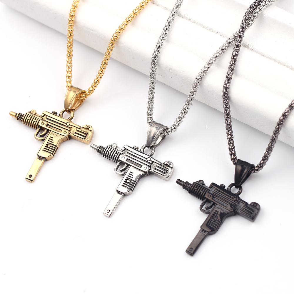 Punk Uzi Pistol Machine Gun Ne - Men Accessories Jewelry recension och pris