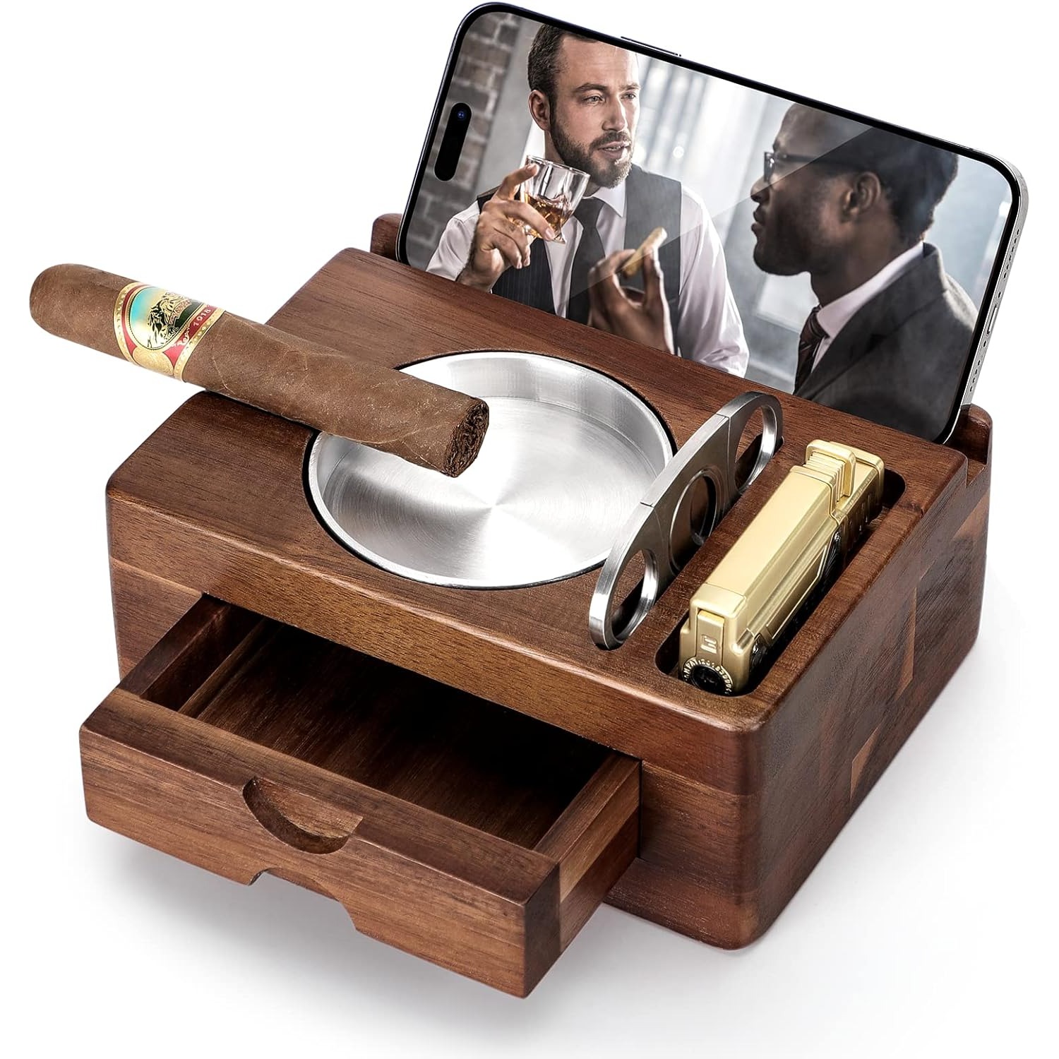 Wooden Ashtrays with Phone Tab - Men Accessories Drawer recension och pris