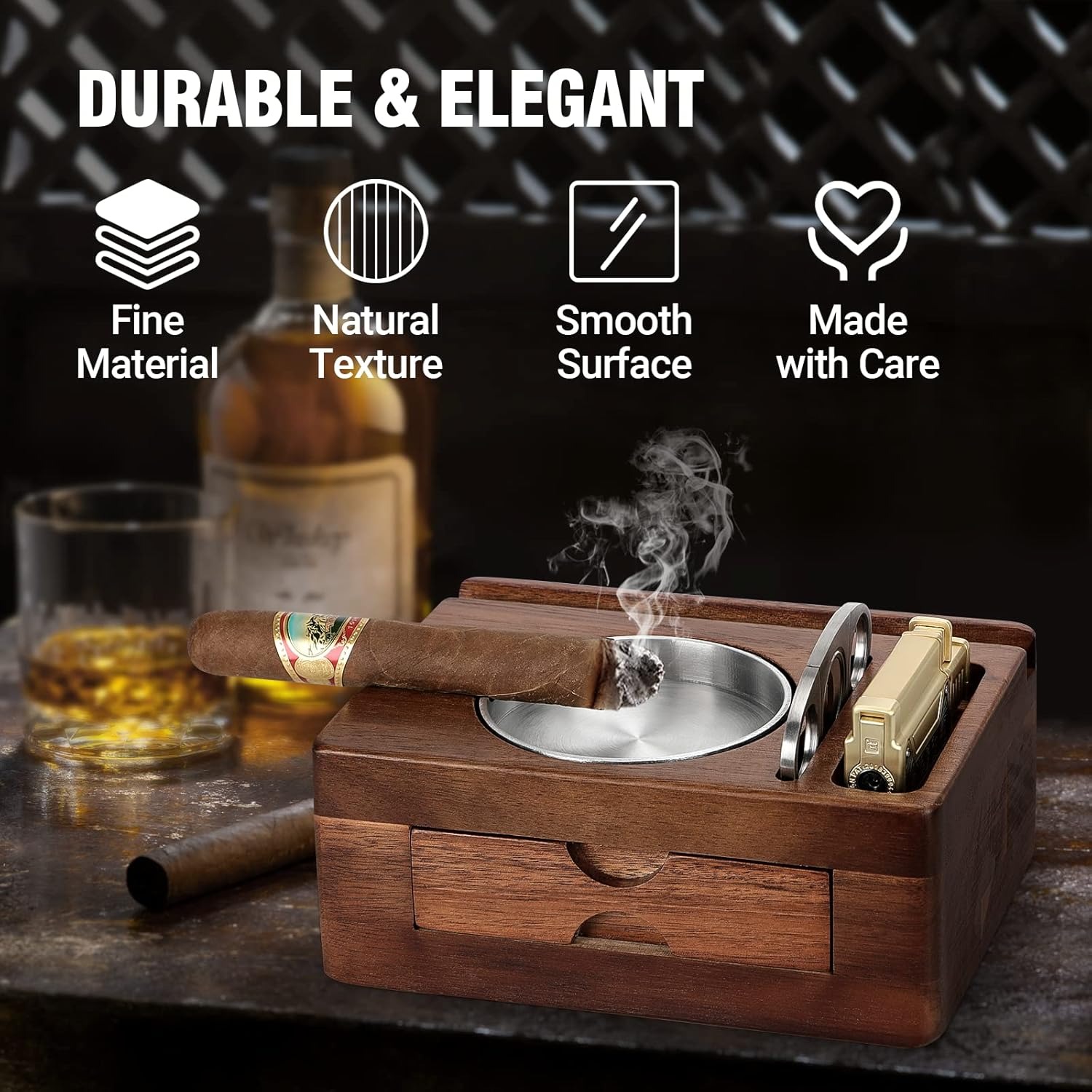 Wooden Ashtrays with Phone Tab - Men Accessories Drawer recension och pris