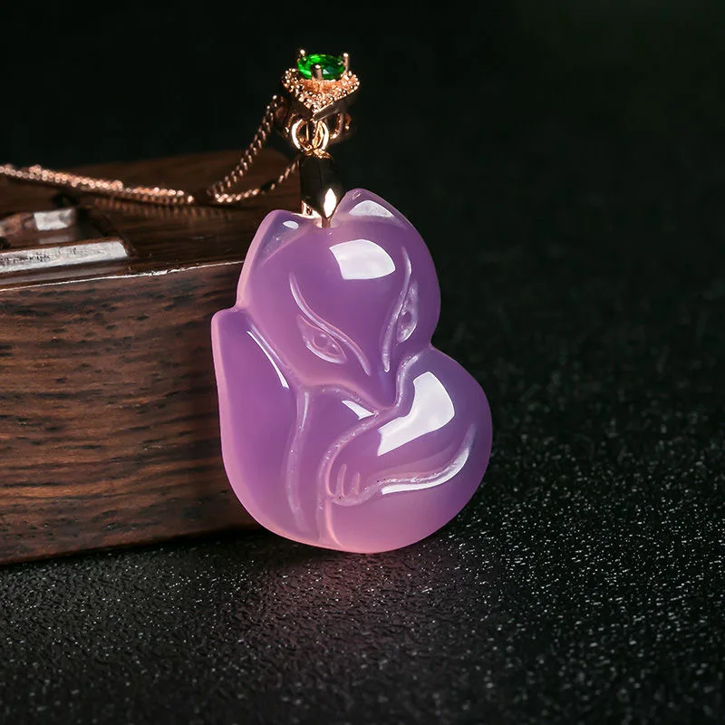 Natural Purple Agate Fox Penda - Men Accessories Chain recension och pris