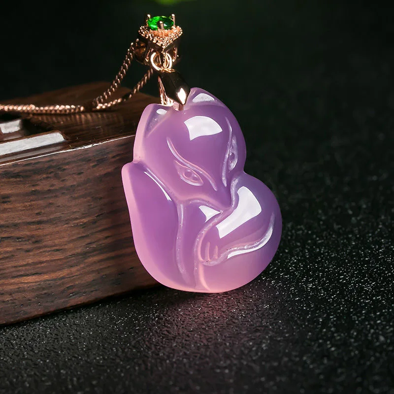 Natural Purple Agate Fox Penda - Men Accessories Chain recension och pris