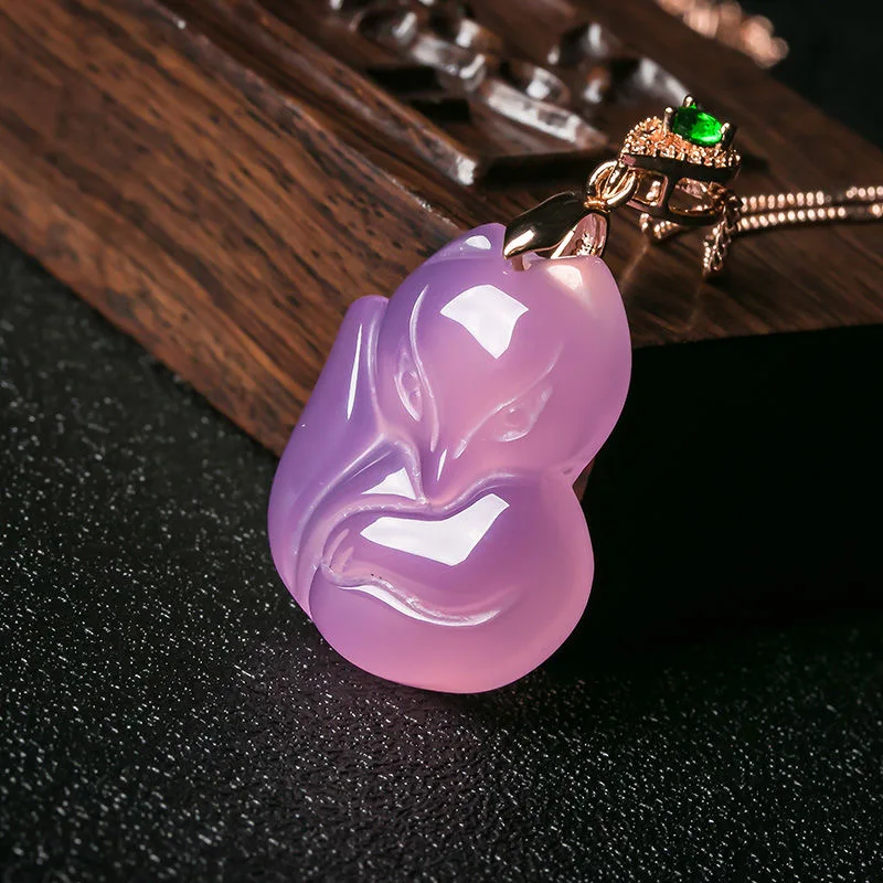 Natural Purple Agate Fox Penda - Men Accessories Chain recension och pris