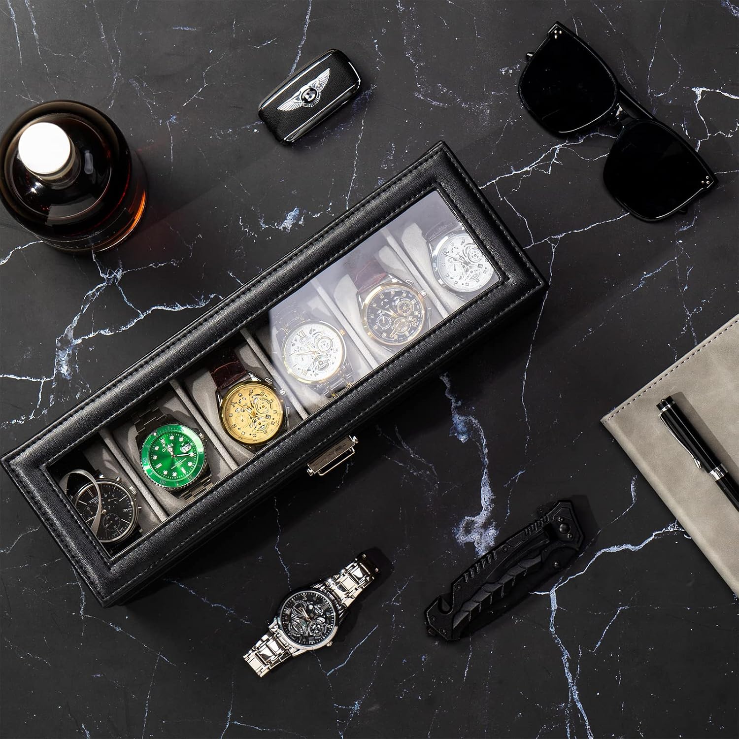 Watch Box 6 Slot with Drawer f - Men Accessories Drawer recension och pris