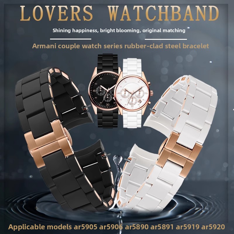 Rubber clad steel Watchband Fo - Men'S Accessories Armani recension och pris