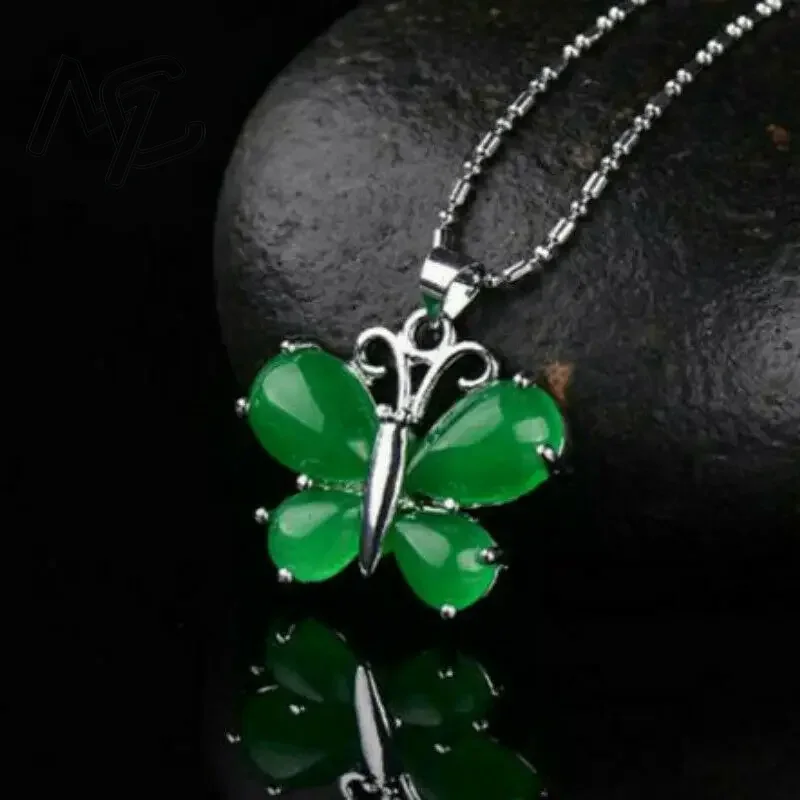 S925 Silver Green Jade Butterf - Men Accessories In Silver recension och pris