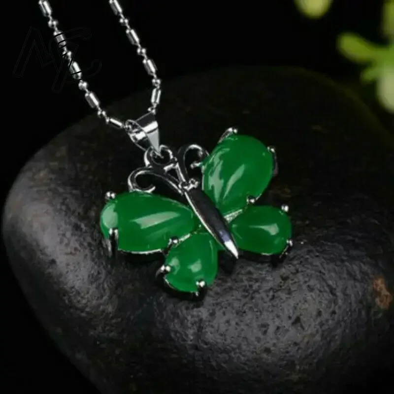 S925 Silver Green Jade Butterf - Men Accessories In Silver recension och pris