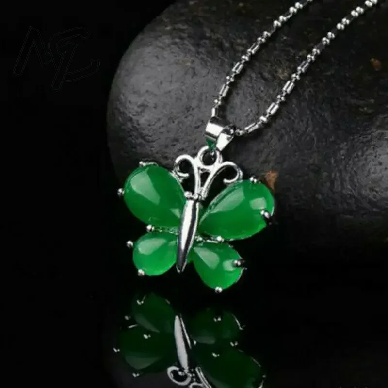 S925 Silver Green Jade Butterf - Men Accessories In Silver recension och pris