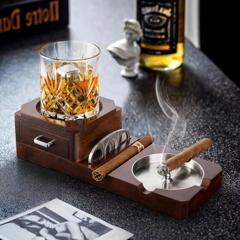 Wooden Cigar Ashtray with Draw - Men Accessories Drawer recension och pris