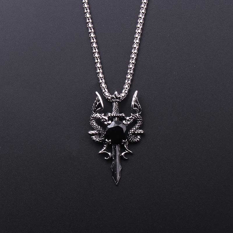 Double Dragon Black Gem Cross  - Men Accessories Jewelry recension och pris