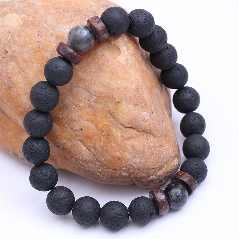 Handmade Elastic 8mm Volcanic  - Bracelet Beaded Men recension och pris