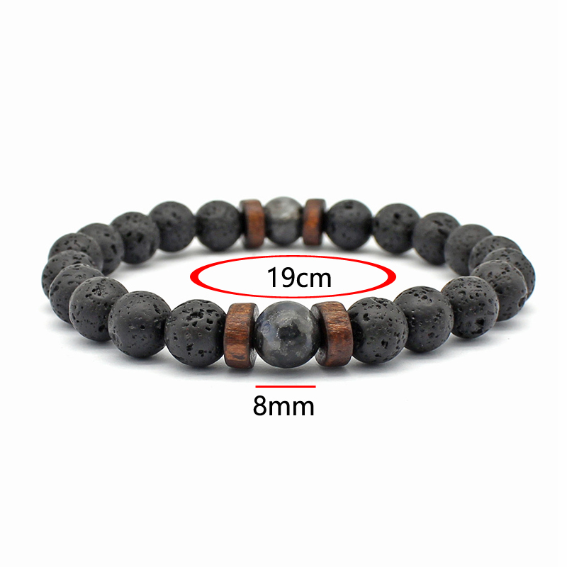 Handmade Elastic 8mm Volcanic  - Bracelet Beaded Men recension och pris